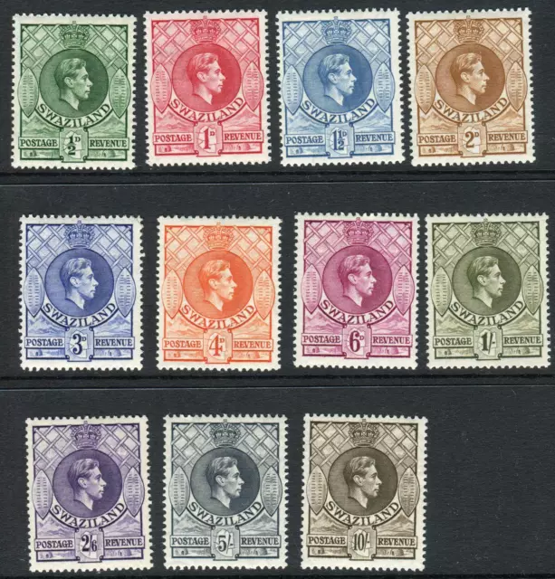 SWAZILAND-1938-54  A mounted mint Perf 13½x13 set to 10/- Sg 28-38
