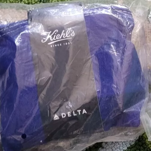 Kiehls Delta Amenity Kit NEW Blue Soft Case Travel Toiletries Hygiene Set New