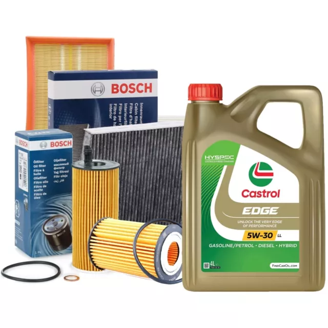 Kit tagliando olio CASTROL EDGE 5W30 4LT 4 FILTRI BOSCH AUDI A3 2.0 TDI 170 CV