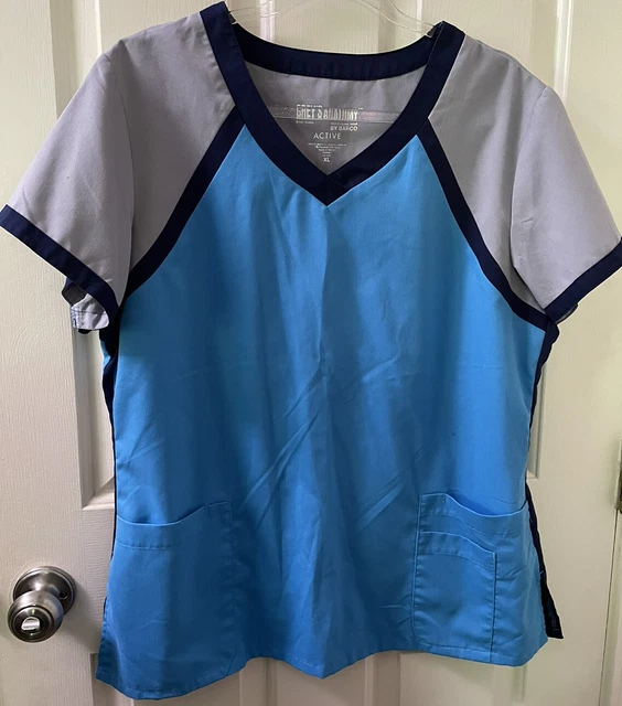 Grey's Anatomy by Barco Womens Scrub Top Blue Grey Size XL