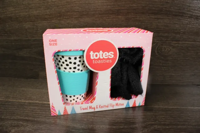 Totes-Toasties-Ceramic Travel Mug & Flip Mitt/Gloves Gift Set-NEW!