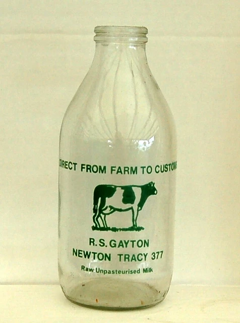 milk bottle : lovely old Gayton of Newton Tracy : dairy "green"
