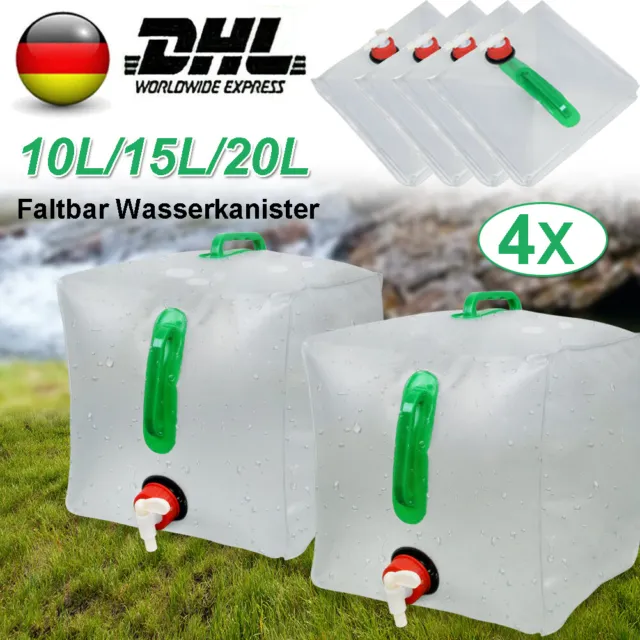 4x Wasserbehälter mit Hahn Trinkwasserkanister Kanister Wasserkanister Behälter