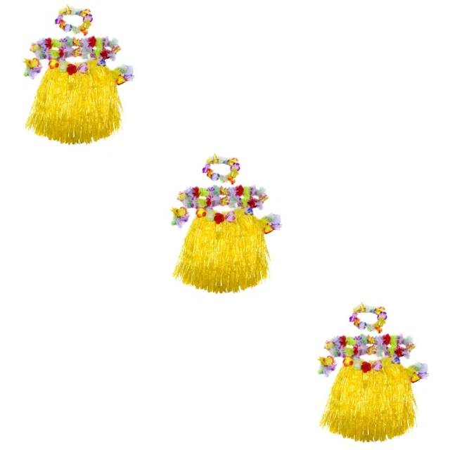 3 pz Gonna Hula verde bambino M ghirlanda hawaiana corona Leis danza