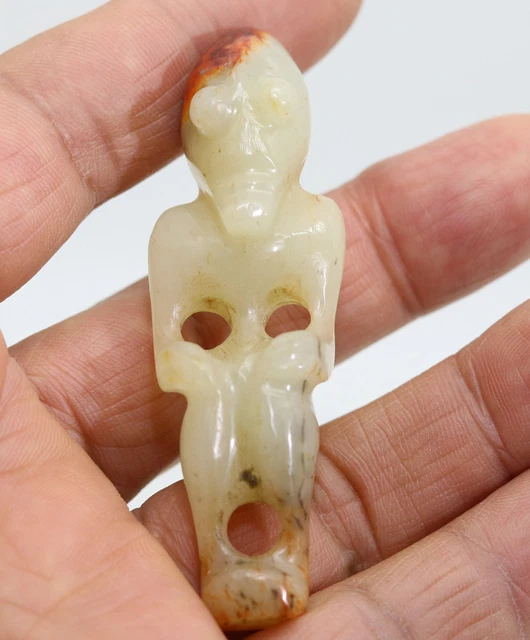Collection hand-carved Chinese HeTian white jade sun god amulet pendant D595