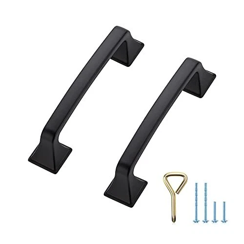 10PCS Pack Matte Black Kitchen Cabinet Handles Drawer Pulls 3-3/4 inch Hole