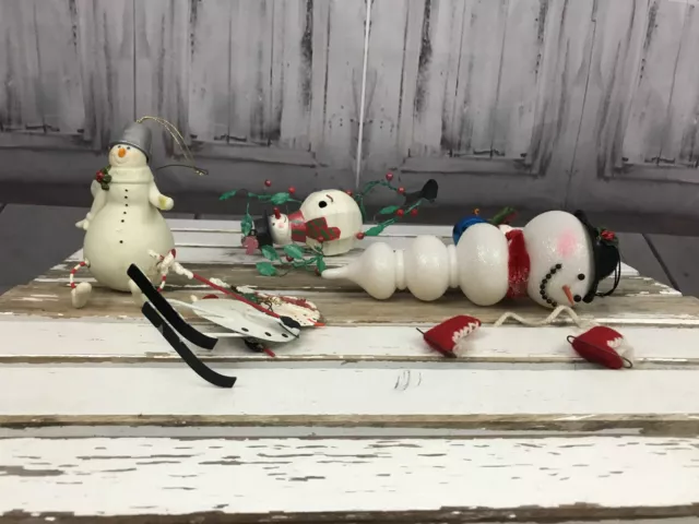 Juego de 5 patines de esquí muñeco de nieve árbol de Navidad adornos de bombilla