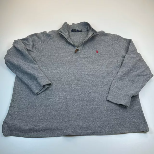 Polo Ralph Lauren Sweater Mens 2XL XXL Gray 1/4 Zip Pullover Pony Casual