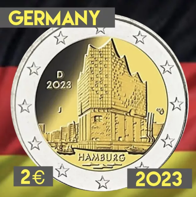 Germany coin 2€ euro 2023 UNC Hamburg Elbe Philarmonic German states chose ADFGJ