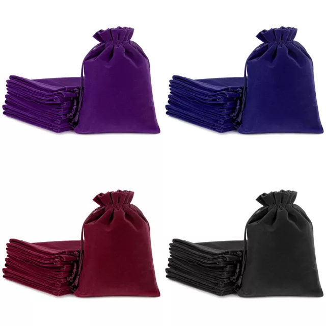 25/50/100 Jewelry Pouches Velour Velvet Drawstring Gift Bags Wedding Favors Sets