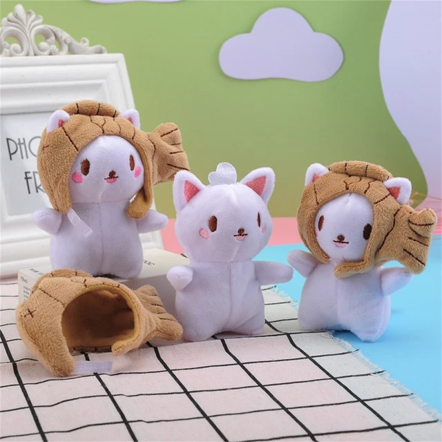 Plush Toys Cat With Fish Cap Soft Stuffed Doll Keychain Bags Pendant Plush Doll