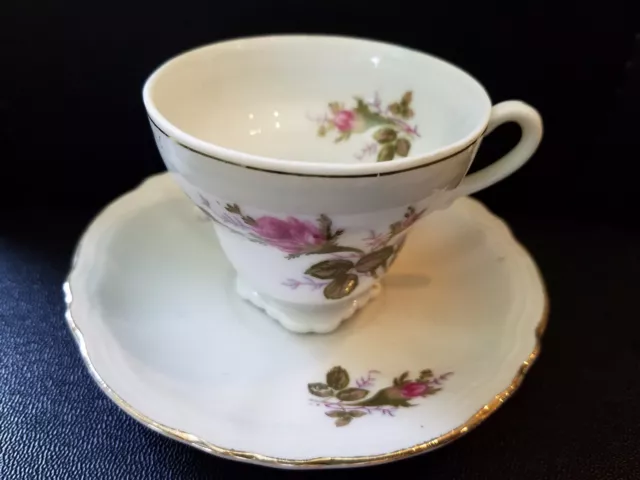 Vintage Porcelain  Moss Rose Demitasse cup and saucer Japan