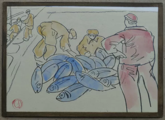 Gaston Delaparede (1908-1995) -bretagne-style Marhurin Meheut-Concarneau-Peche
