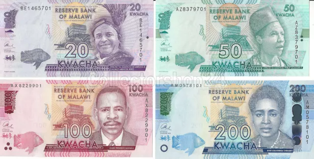 Malawi set 20 - 50 - 100 - 200 Kwacha 2016 Unc Pn 60c-63c-64c-65b