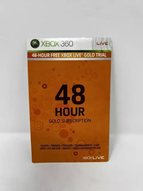 NEW Microsoft Xbox 360 Live Free 48 Hour Trial GOLD Subscription Card UNUSED