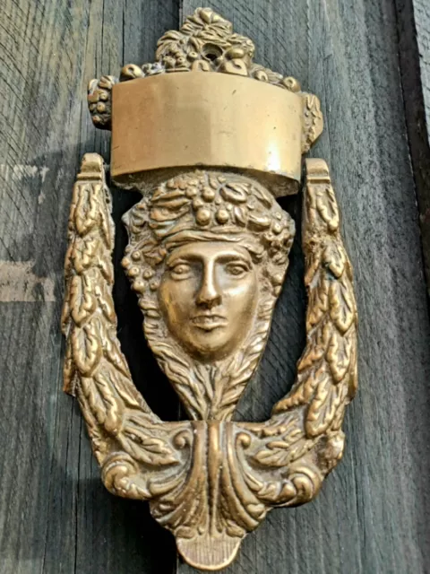 Unusual Antique Door Knocker. Brass, Large And Heavy. Lovely Piece.