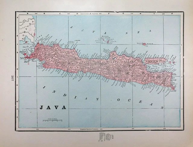 Old (11x14) 1899 Cram's Map ~ JAVA ~ Free S&H   ~Inv#526