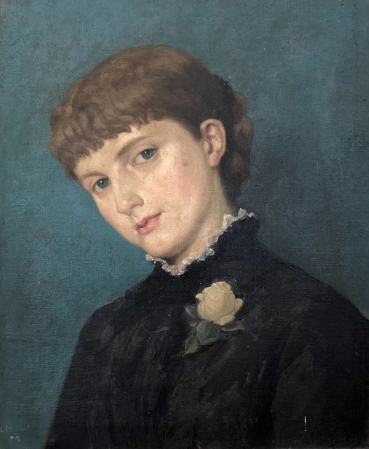 Tableau Ancien, Portrait De Jeune Femme, Huile Sur Toile Signée Et Datée (18)79