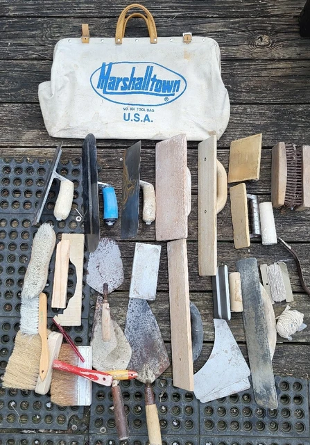 30 Piece Lot Plus Toolbag Concrete Cement Hand Mason Tool  Masonry Trowels
