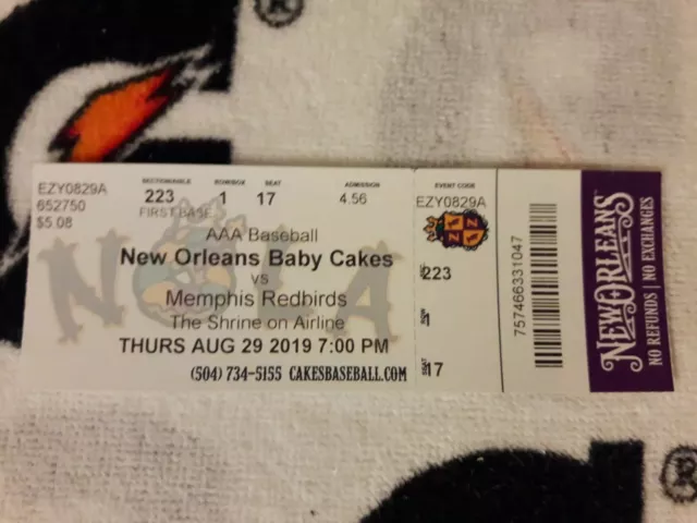 New Orleans Baby Cakes Last Game Ever Played 8/29/2019 Full Mint Ticket Nola