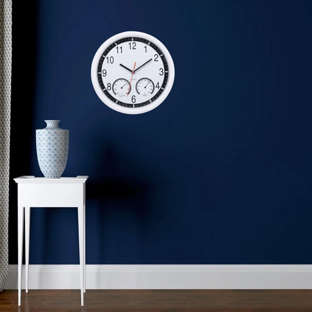 Horloge Murale LCD avec Thermomètre et Hygromètre, Vintage Pendule