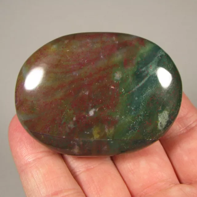 2.3" BLOODSTONE Heliotrope Polished Gemstone Palm Stone - India