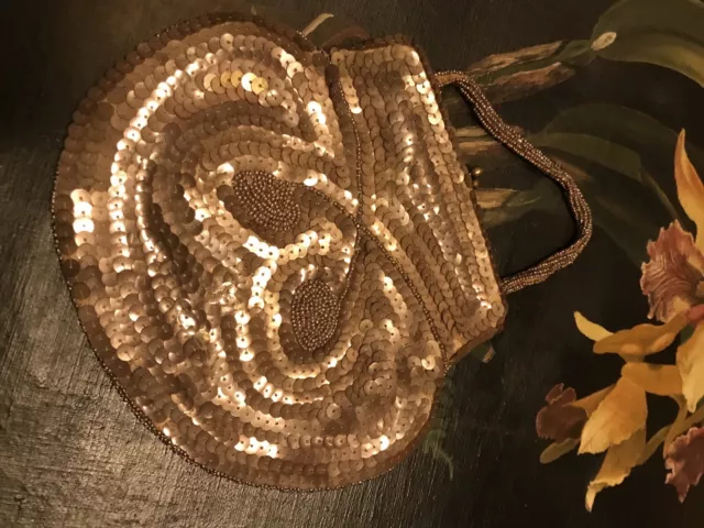 Art Deco Antike Abendtasche Pailletten Perlen Frankreich 20er Jahre