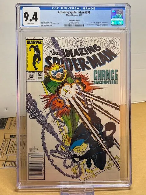 Amazing Spider-Man #298 CGC 9.4, WP, NEWSSTAND 1st McFarlane Art, 1st Edie Brock