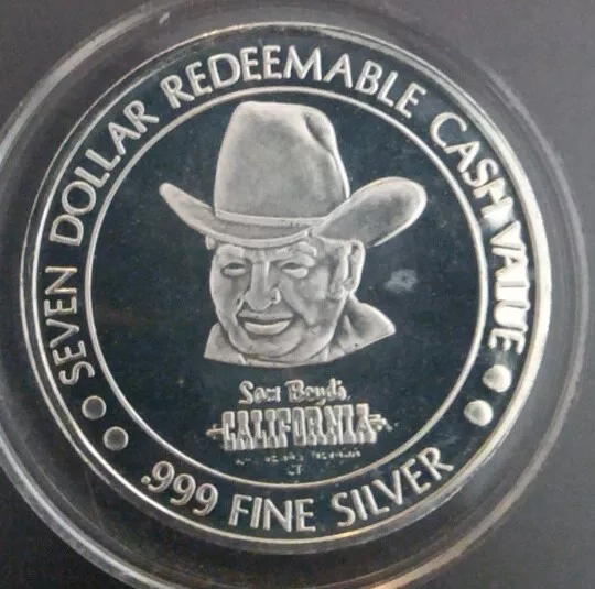 California Hotel Seven Dollar: Sam Boyd's Casino Maui Gaming Token .999 Silver