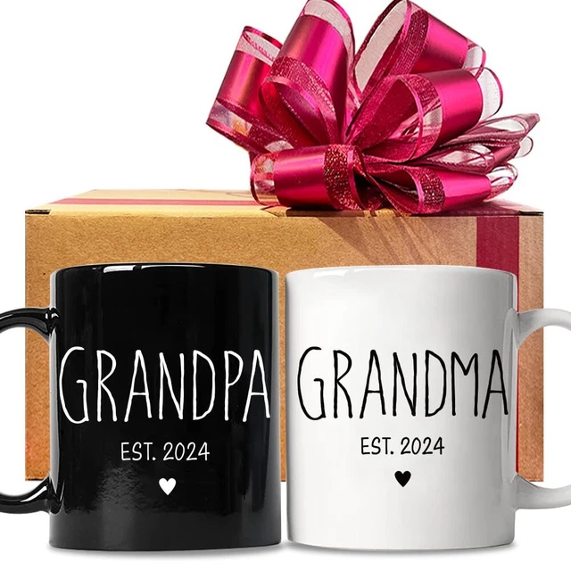 GRANDPARENT COFFEE MUGS Est 2024 Set 2024 Congratulatory Gifts for
