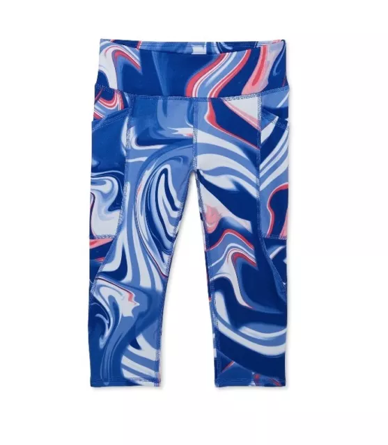 Athletic Works Girls Size XS(4-5) Blue Marble Pattern Core Leggings New With Tag