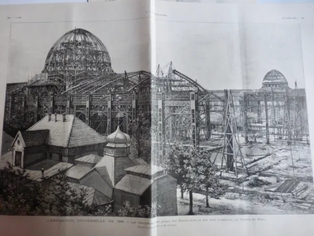 1888 Exposition Universelle Echafaudage Charpente Palais 2 Journaux Anciens