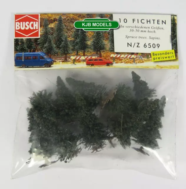 BNIB BUSCH 6509 N GAUGE 10 PINE TREES WITH ROOTS / BASES (30mm - 50mm High)