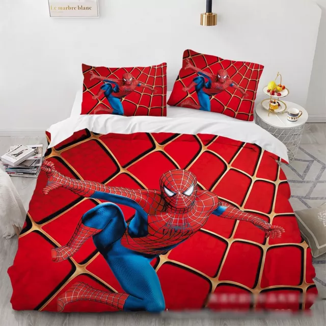 Marvel Super Hero Spiderman 3D Doona Duvet Cover Set Pillowcase Bedding Set 2