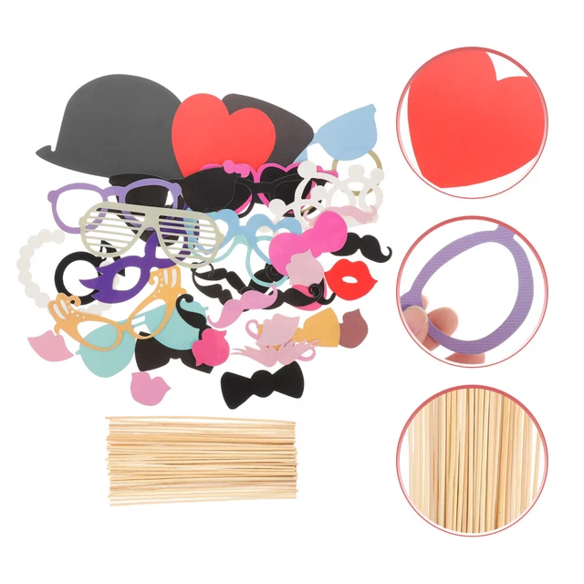 Accessoires Photomaton 40e Anniversaire - Lot De 40 Découpes + Bâtons | Pour Fête, Décoration, Souvenirs Amusants | Carton épais, Couleurs Vives
