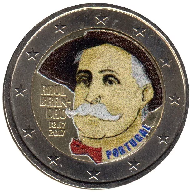 PO20017.6 - PORTUGAL - 2 euros commémo. Colorisée Raul Brandão - 2017