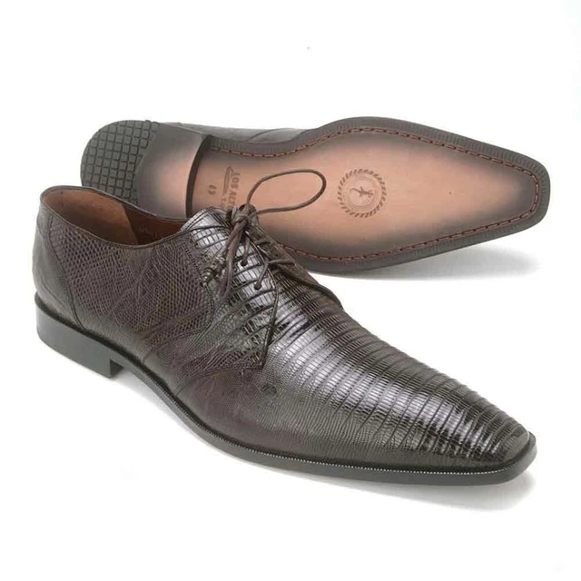 Los Altos Marron Véritable Teju Lézard Richelieus (10.5-EE)