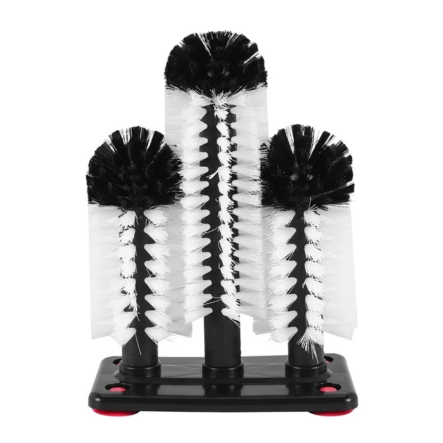 Glass Washer 3 Brush Glass Washing Brushes With Suction Base Bar Glass Clea F8D5