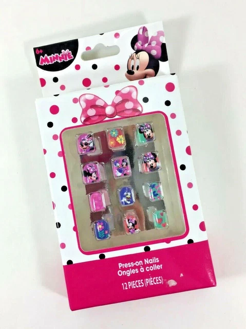 NEW Disney MINNIE MOUSE Pre-Glued PRESS-ON NAILS 12-Piece Pink Teal Gift Pack