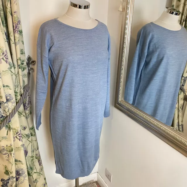 Fatface Size 10 blue smock knitted jumper dress thin knit loose fit