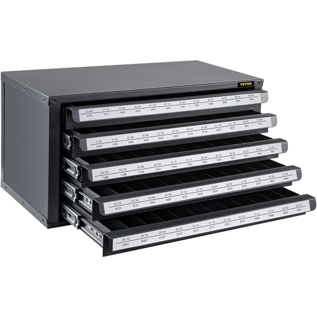 5-Drawer Drill Bit Dispenser Cabinet 1/2" Reduced Shank Drill Organizer Cabinets