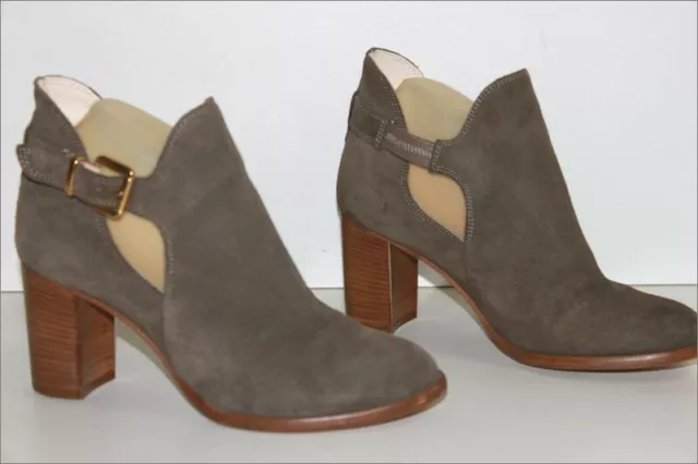 BOCAGE  Boots à Lanières Talons  Daim Taupe Doublées Cuir T 37 TBE