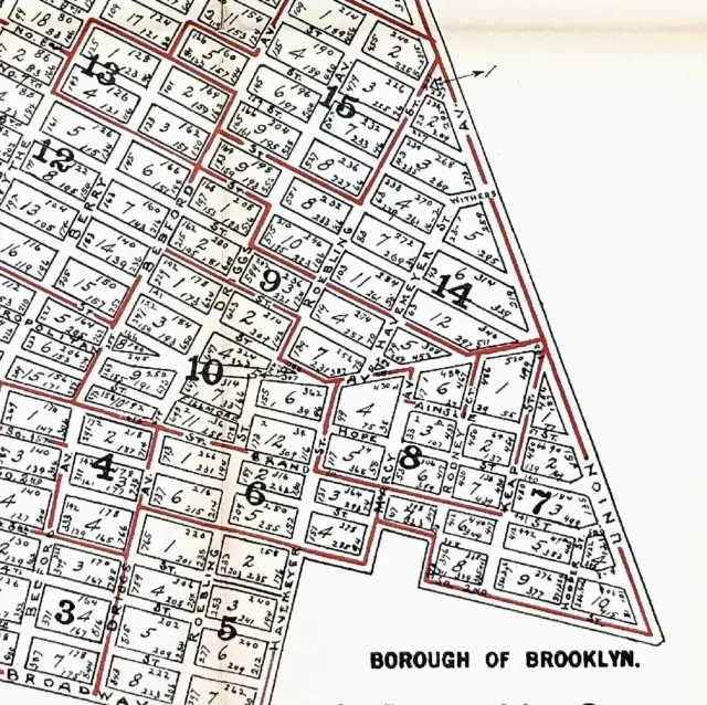 ANTIQUE 1915 WILLISBURG BROOKLYN Map Greenpoint McCarren Park New York ...
