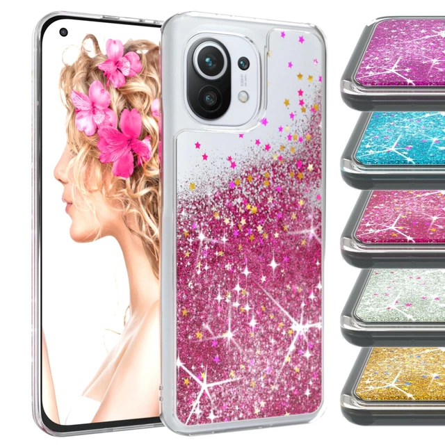 EAZY CASE Xiaomi Mi 11 5G Glitzer Hülle Flüssig Silikon Handyhülle Tasche Etui
