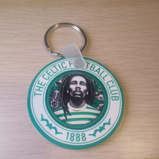 Bob Marley Celtic Football Club Double Sided Round Keyring MDF 5cm