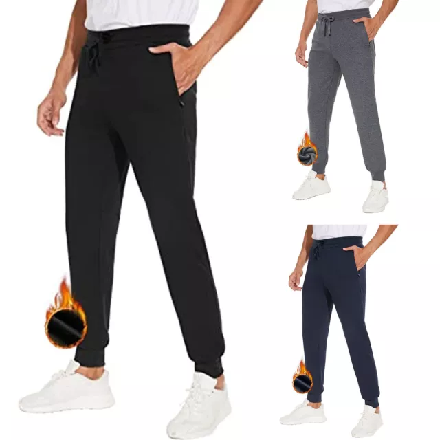 Men's Fleece Sweatpants Sherpa Lined Joggers Stretch Thick Winter Pockets Pants