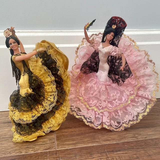 VINTAGE DOLLS SPANISH Flamenco Dancers Tourist Souvenir 80s Retro