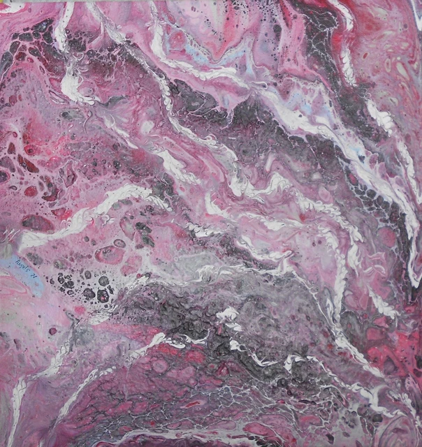 Pintura hecha a mano técnica pouring.Colección abstracto 141. Medidas 35x 37 cm.