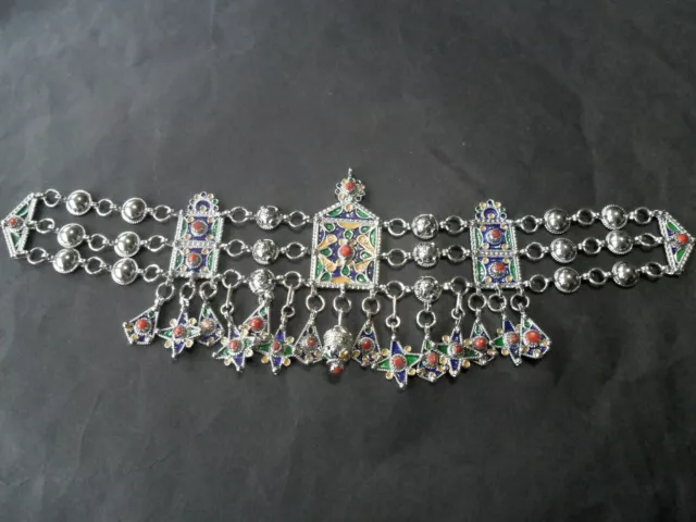 Diademe Collier Bijou Kabyle Argent Massif Corail Berbere Ethnic Silver Jewel