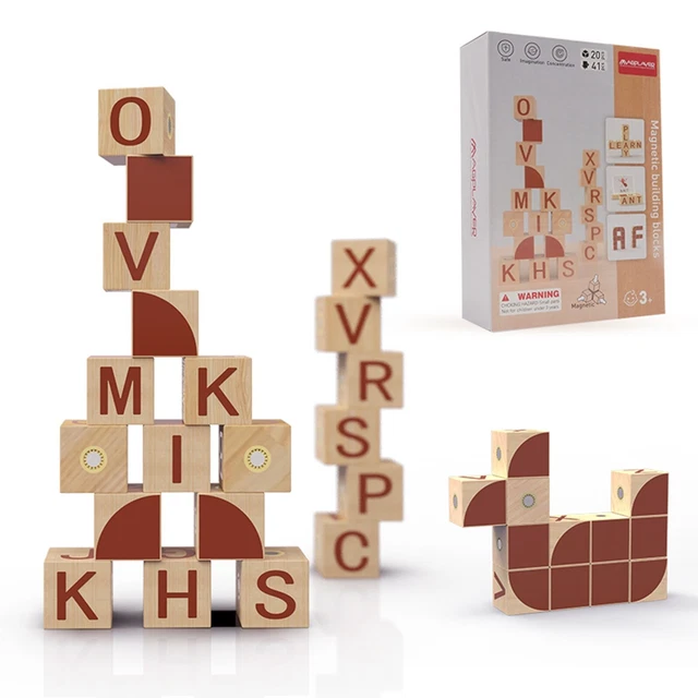 TOY LETTERS Kids Alphabet Learning Wooden Blocks Preschool